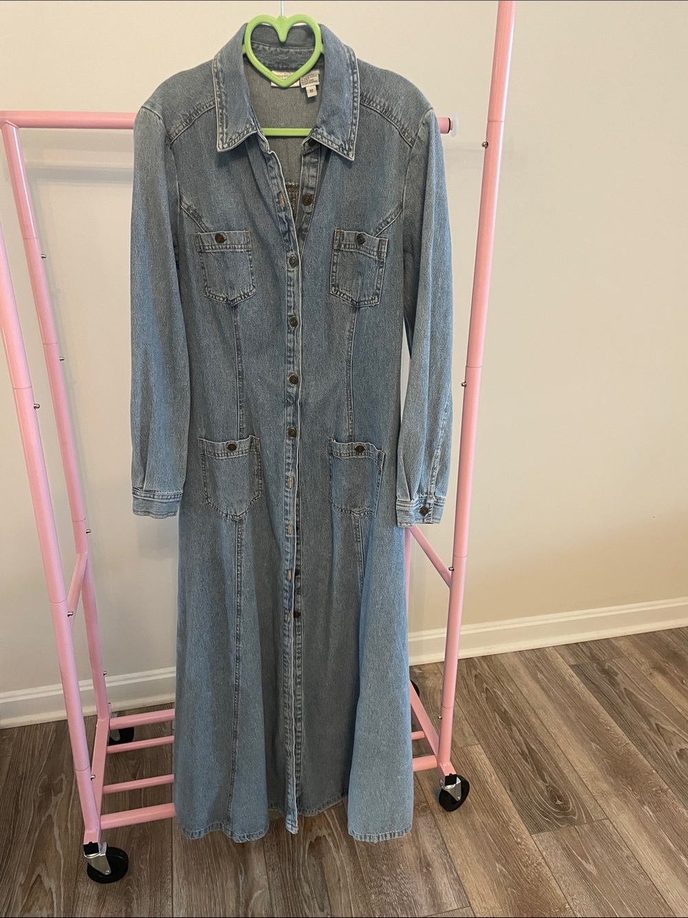 Denim Maxi Shirt Dress - Light Blue